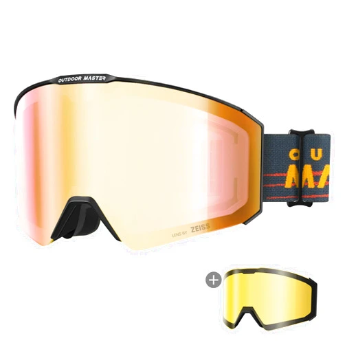 OutdoorMaster Falcon Ski Goggles Lens by ZEISS, OTG Snowboard Goggles Anti-fog, Magnetic Interchangeable Lens, Snow Goggles