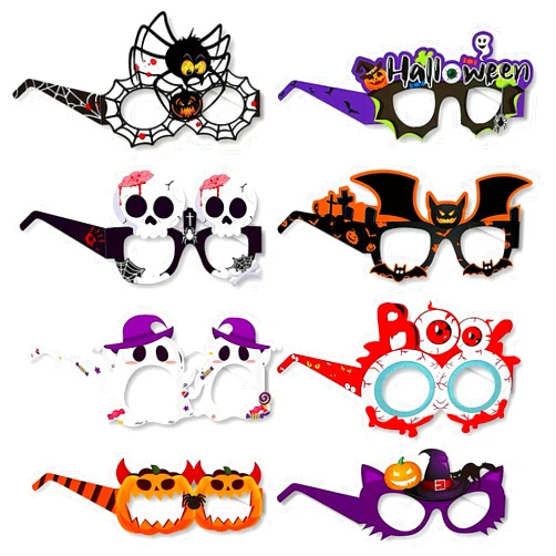 Gushijieju Halloween Glasses Costumes Accessories Party Favors for Adults, Halloween Party Decorations Photo Booth Props Supplies, Pumpkin Spider Ghost Bat Skull Eyeball Sunglasses 8Pcs