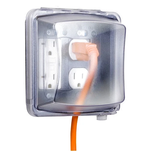 TayMac MM2410C Two-Gang Vertical Mount Weatherproof In-Use Cover, 55-in-1, 2 3/4-Inches Deep, Clear Finish