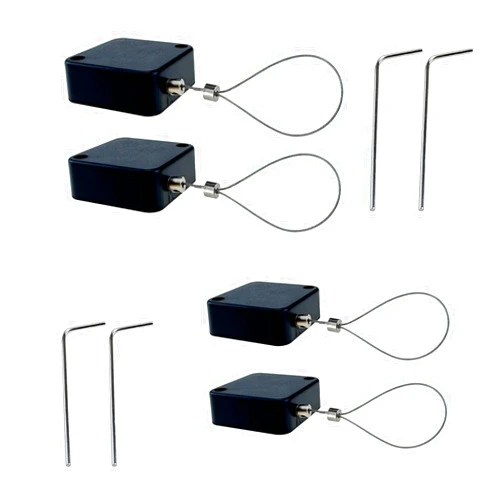 HXymxkeqi Retractable Cable Lock with Double-Sided Adhesive ABS Remote Control Security Lock for Phone,TV, 304 Stainless Steel, Black, 5 ft (1.5 m), 4Set