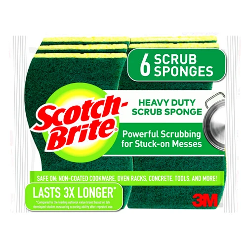 3M Scotch-Brite Heavy Duty Scrub Sponges, Sponges for Cleaning Kitchen and Household, Heavy Duty Sponges Safe for Non-Coated Cookware, 36 Scrubbing Sponges