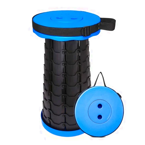 Tevaibo Collapsible Telescoping Portable Stool for Adults, Camping Stools, Upgraded Collapsible Folding Seats with Load Capacity 550lbs (Blue)