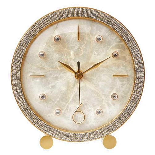 KMHHAG Desk Clock Brass Shell Pendulum Luxury Silent Table Watch Pendulum Living Room Home Decoration Ornament