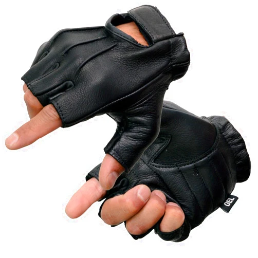 Milwaukee Leather SH850 Men's Black Premium Deer Skin Leather Gel Padded Palm Fingerless Motorcycle Gloves