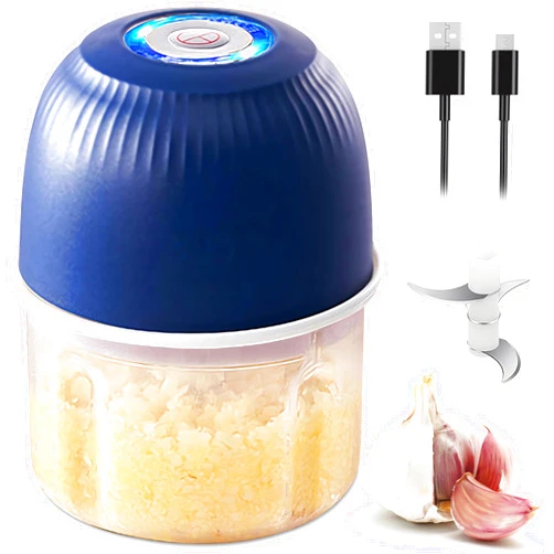 SF SUNFUNY Mini Food Processor Cordless, 250ml Small Garlic Chopper 1 Cup, Battery USB Rechargeable Electric Food Chopper Wireless, Portable Vegetable Meat Blender Kitchen Mixer for Onion, Salad, Baby Food(Blue)