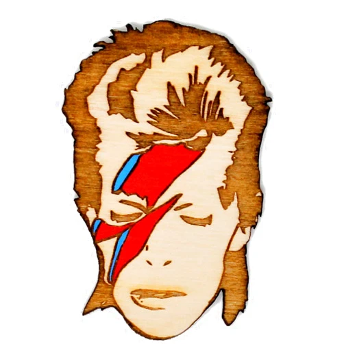 Telestic Design Star Man Lightning Bolt Pin | Hand-Painted Wood Rockstar Brooch