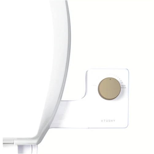 TUSHY Fresh Bidet: Ultra Slim Toilet Seat Attachment (Non-Electric Self-Cleaning Hygienic Nozzle) Easy DIY Install <10 Min (Adjustable Water Pressure Control), Matte Brass Knob