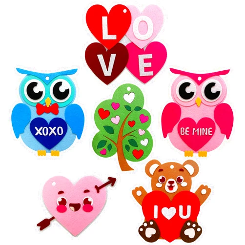 M1NTP1US + 12PCS Valentine’s Day Craft Kit – Heart Bear Owls - Valentines Crafts for Kids Gifts Classroom Activity