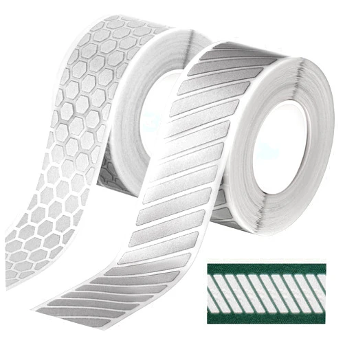 Crowye 2 Pcs 1 Inch x 10 Yard High Visibility Reflective Heat Transfer Vinyl Tape Silver Iron on Fabric Clothing Tape Safety Heat Transfer Film Tape for Shirts, 2 Styles (Stripe, Cellular)