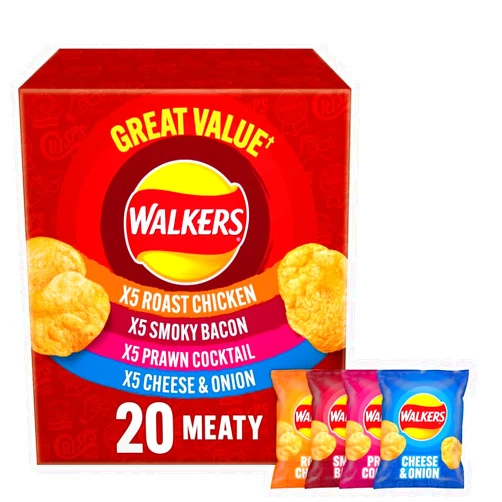 Walkers Meaty Variety Potato Crisps 22 Pack