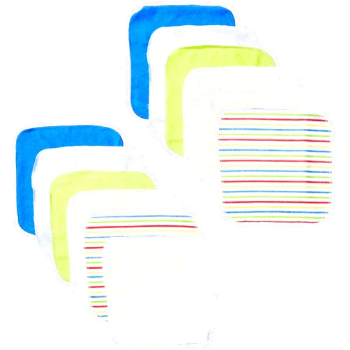 Luvable Friends Unisex Baby Cotton Rich Washcloths, Blue Stripe, One Size