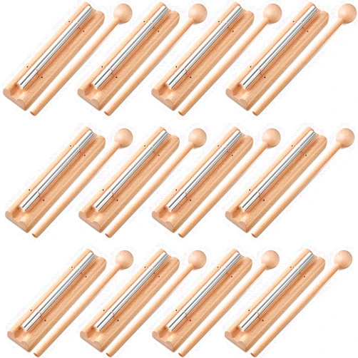 Boao 12 Pieces Meditation Chime, Mindfulness Teacher Hand Bell Chime Musical Percussion Instrument with Mallet Reminder Tools for Prayer Yoga Music Sound Therapy Gift