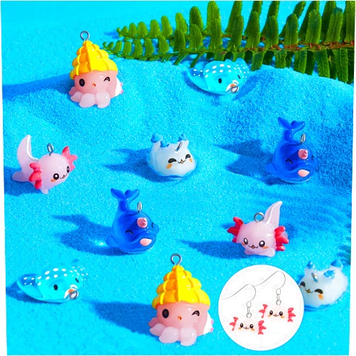 Juexica 10 Pieces Animal Charms for Jewelry Making Sea Axolotl Animal Pendant Mini Resin Ornaments Miniature Resin Figurines DIY Accessories for Earrings Necklace Keychain Bracelet Jewelry Making and Crafting