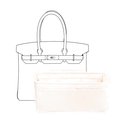 YUNDINGJI Purse Organizer Insert for Hermes birkin 30 Bags,Craie,Luxury Bags Storage with Silk, Lightweight Shaper for Daily Use, Pockets Large Capacity.