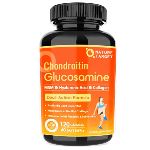 NATURE TARGET Glucosamine Chondroitin Joint Support Supplement - Plus MSM, Collagen, Turmeric, Shellfish Free, Supports Joint, Knees, Cartilage, for Men & Women, 120 Caps