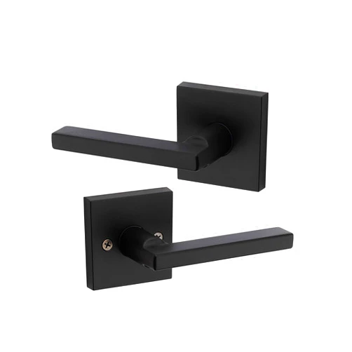 Kwikset 91540-029 Halifax Door Handle Lever with Modern Contemporary Slim Square Design for Home Hallway or Closet Passage in Iron Black