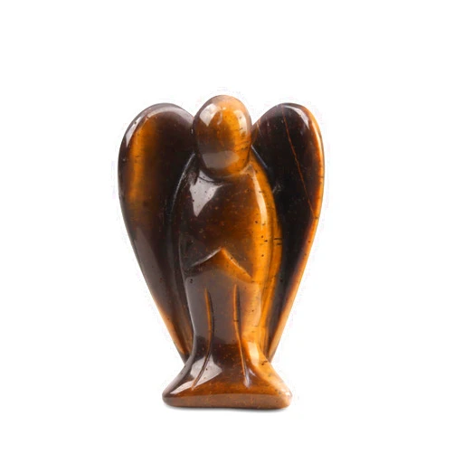 AOGSLONA Tiger Eye Angel Crystals Healing Stones Spiritual Healing and Protection Guardian Statue Pocket Gemstone Decor Polished Peace Angel Figurine Meditation Love Gift for Women Men