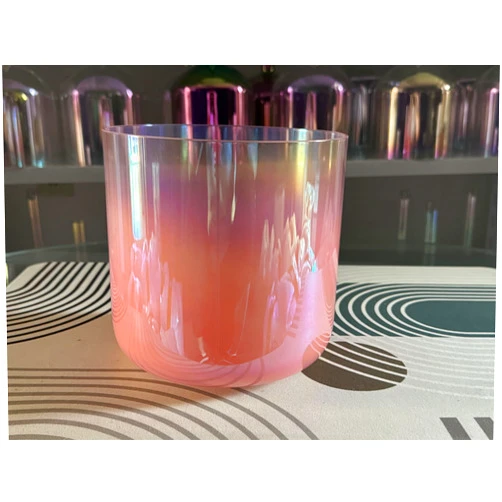 VAMN MAVN Clear Pink Color Design C# Adrenals Chakra Quartz Clear Crystal Singing Bowl 7