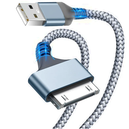 Herfair USB to 30 Pin Charger Cable (6FT) Nylon Braided USB Fast Charging Cord Compatible with i-Phone 4/4s/3G/3GS, iPad 1 2 3, iPod Touch 4 3 2 1, iPod Classic 3 2 1