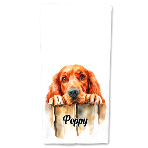 DashaAlexander Personalized Red Golden Retriever Kitchen or Bathroom Hand Towel, Wedding, Birthday, Housewarming Gifts, Women, Mom, Kitchen Towels, Microfiber Cleaning Cloth, Home Decor, 16 X 24