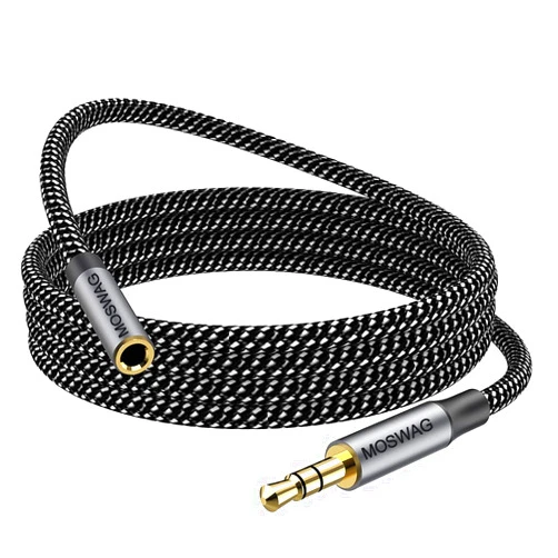 MOSWAG 3.5mm Extension Cable 6.6FT/2Meter Audio Male to Female Stereo Extension Adapter Nylon Braided Cord Compatible for Home/Car Stereos Smartphones Headphones Tablets Media Players and More