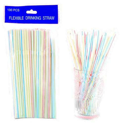 Tamnjvrr 200 PCS Flexible Drinking Straws Plastic Disposable Bendy Straws for Party Travel 8.26