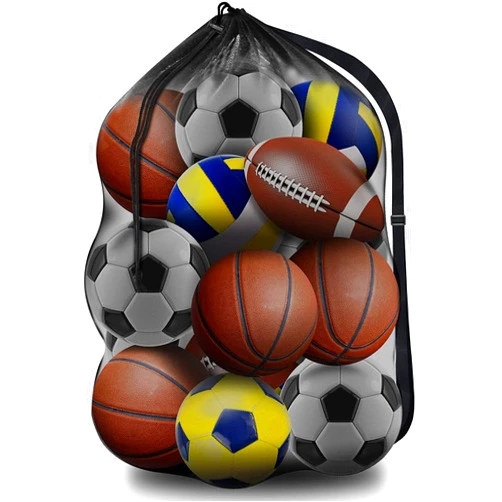 BROTOU Extra Large Sports Ball Bag Mesh, Basketball Bags Team Balls, Adjustable Shoulder Strap, Team Work Ball Bags for Holding Soccer, Football, Volleyball, Swimming Gear (30” x 40”)