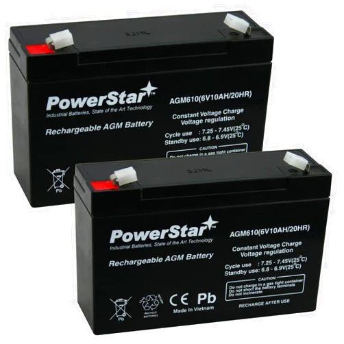 PowerStar2 Pack - 6V 10Ah UB6120 UPS Battery Replaces 10ah Enduring 3FM10 T2, 3-FM-10