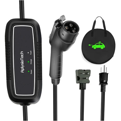 AplysiaTech Level 1+2 EV Charger, 16Amp 110-240V, Portable SAE J1772 Electric Car Charger, Plug-in EV Charging Station for Home,21 Ft Level 2 Charger Cable NEMA 6-20Plug(Tesla Need Adapter)
