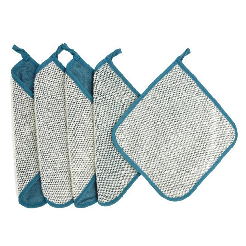 TTYBG 5 Pack Soft Weave Home Spa Bath Shower Exfoliating Massage Face Body Wash Cloths, Dual-Sided with Exfoliating Scrub and Soft Terry Cloth Towel