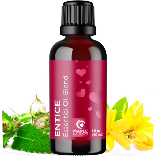 Maple Holistics Entice Essential Oil Blend for Diffuser - Passionate Blend of Aromatherapy Oils for Couples with Lavender Palmarosa Clary Sage and Ylang-Ylang Essential Oil - Ignite The Romance Essential Oils Blend