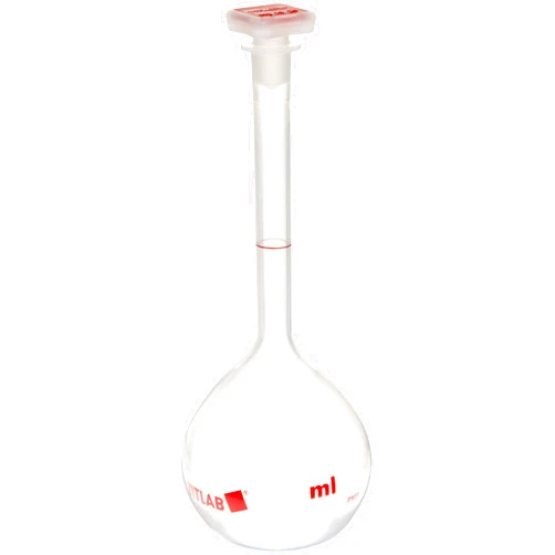 Vitlab Class A Certified PMP Volumetric Flask with PP NS Stopper, 500ml Capacity (Pack of 4)