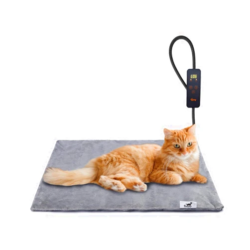 Toozey Pet Heating Pad, 6 Adjustable Temperature Dog Cat Heating Pad with Timer, Waterproof Heated Cat Bed with Chew Resistant Cord, Indoor Electric Pet Heated Mat 18x16in