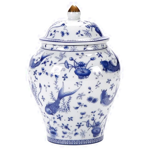LJF SHOP Ceramic Storage Jars, Blue and White Porcelain Living Room Soft Decorations, Living Room Decorations, Jars with Lids, Chinese General Jars (Size : Large)