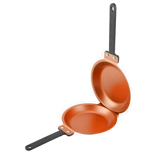 Myasrelae Pancake Maker, Dishwasher Safe Specialty Anthracite Nonstick Copper Double Pan Omelette Pan Flip Pan for Home Kitchen (Brown)
