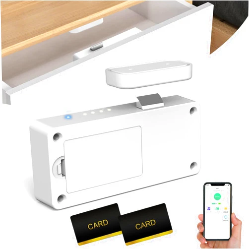 eLinkSmart Smart Cabinet Lock, Hidden Electronic Bluetooth Child Safety Baby Proofing RFID Drawer Lock for Furniture Liquor Cabinet File Locker Closet Pantry Cupboard