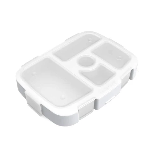 Bentgo® Kids Tray with Transparent Cover - Reusable, BPA-Free, 5-Compartment Meal Prep Container with Built-In Portion Control for Healthy Meals At Home & On the Go (Glitter Edition - Silver)