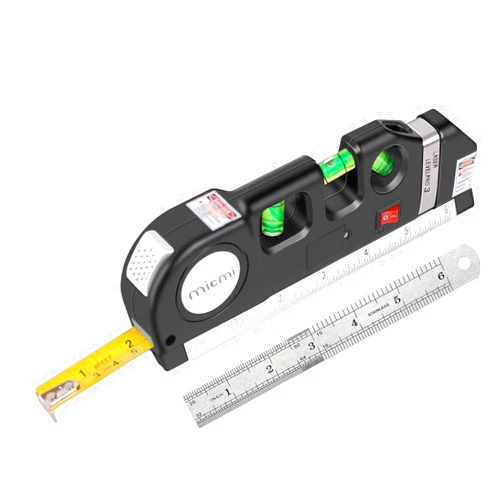 MICMI Laser level, Multipurpose Laser Tape Measure Line 8ft+ Tape Measure Ruler Adjusted Standard and Metric Rulers