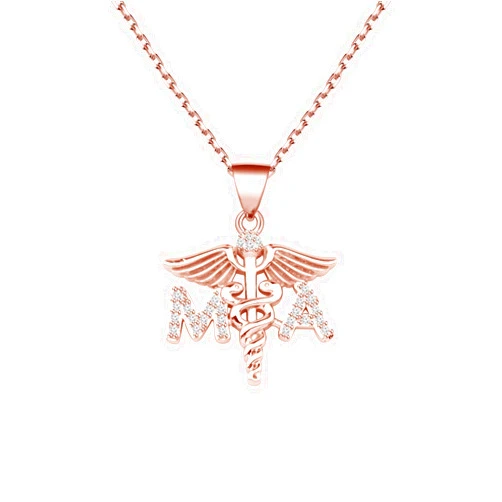 CENWA Medical Assistant Caduceus Angel Necklace - MA Student and Graduation Gift