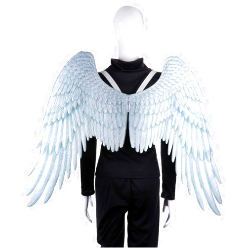 Ochine Angel Wings Costume Halloween Party Cosplay Accessories Black White Feather Wing for Men Women