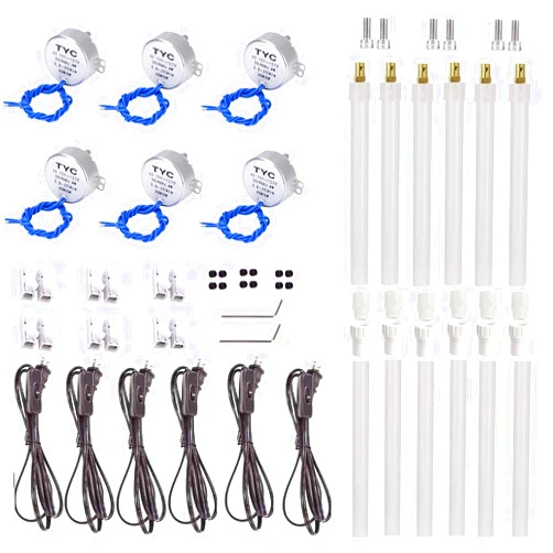 NAIVE BLUE 6 Set Cup Turner motor Kit Accessories for Crafts Tumbler,Includes Synchronous Turntable Motors,Coupling Connectors,DN20 Cap, Switch Cords - Ideal for Cuptisserie,Tumbler Cup Rotator Machince (2.5-3R)