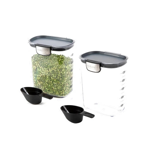 Progressive International ProKeeper+ Clear Plastic Airtight Food Baker's Kitchen Storage Organization Container Canister Set with Magnetic Accessories, 2- Piece Set (PKS-2 - Grain 2.5-Quart)