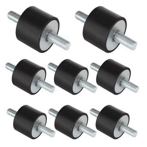 ZIQI 8Pcs M10 Rubber Studs Shock Absorber Anti-Vibration Isolator Mounts, M10-40x30mm Rubber Vibration Isolation Mount with 2 Threaded Studs, for Air Compressors, Pump, Garage Motor, Diesel Engines