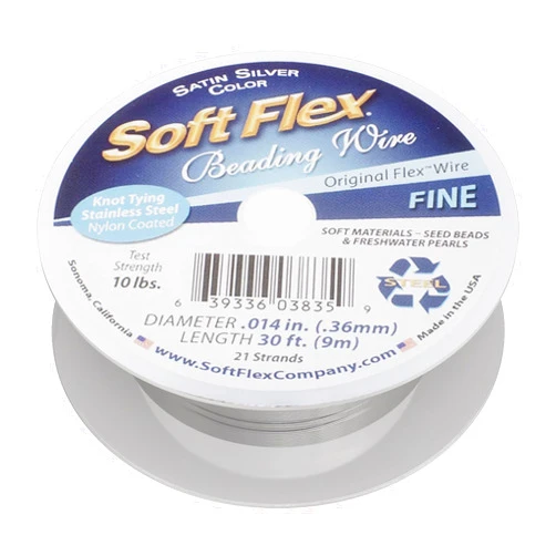 Soft Flex 21 Strand Beading Wire - Fine 0.14 Diameter - 30 Feet Design Wire - Satin Silver
