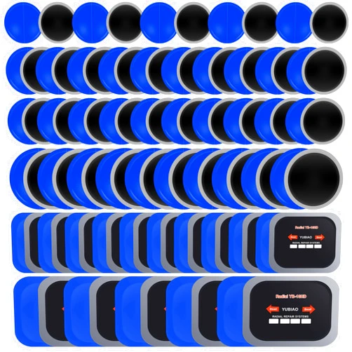Tallew 100 Pcs Tire Patches 5 Sizes Rubber Radial Tire Repair Patch Plug Kit Emergency Repair Tool for Puncture Car Truck Bus Tractor Vehicle Motorcycle 32, 42, 58, 65x80, 85x120 mm