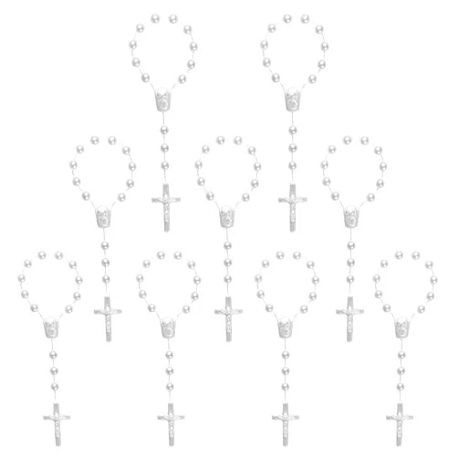XINHUIDALSQ 50 Baptism Rosary Acrylic Rosary Mini Rosary Suitable for the First Holy Communion Baptism Party Gift Suitable for Recuerditos De Bautismo Christening Favors Decenarios Finger Rosary