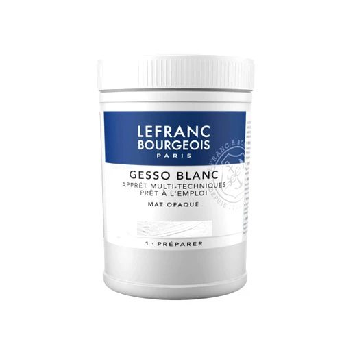 Lefranc Bourgeois Lefranc & Bourgeois Gesso, White, Universalgrundierung Acrylic Painting, Ready to Use – Matte Opaque Opaque for Canvas, Paper, Stone, Wood, Plaster, 500ml pot