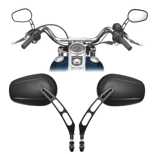 KEMIMOTO Black Mirrors Motorcycle Rearview Mirror 360 Degree Adjustment Handlebar Mirrors M8 Compatible with Road King Street Electra Glide Dyna Sportster Softail Road Glide