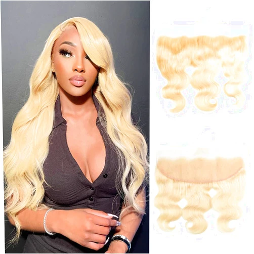 BYUP HAIR BYUP 613 Frontal 13x4 Frontal Closure Blonde Frontal Body wave 12A Brazilian Virgin Remy Human Hair Frontal Closure Transparent HD Lace Frontal Closure Pre Plucked with Natural Hairline(20 Inch)