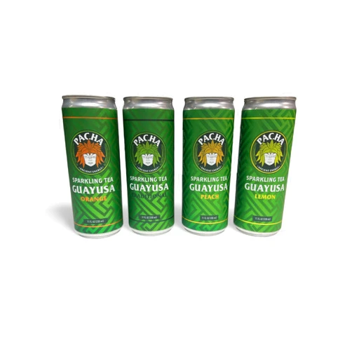 Pacha Ancient Energy GUAYUSA SPARKLING DRINK By PACHA | Traditional, Orange, Peach & Lemon Flavors | About 82mg Caffeine per can | High Natural Caffeine | Clean & Balanced Energy | Healthy Energy (Variety Pack)